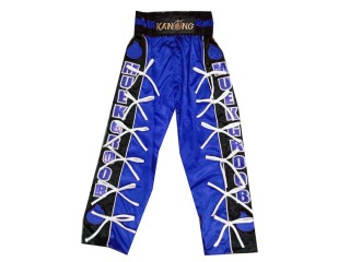Pantalon de kickboxing Personnalisé : KNPANTS-005-Bleu-Noir