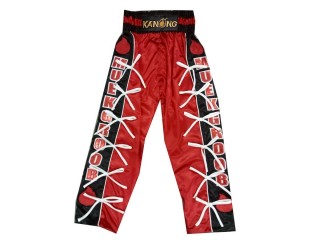 Pantalon de kickboxing Personnalisé : KNPANTS-005-Rouge-Noir