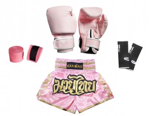 Set complet de Muay Thai pour les enfants : 121-Rose clair