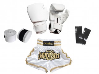 Set complet de Muay Thai pour les enfants : 121-Blanc