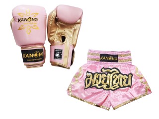 Gants Muay Thai et Short Muay Thai Personnalisé assortis: Modèle 121 Rose