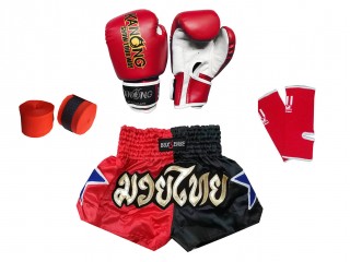 Set complet de Muay Thai pour les enfants : Rouge