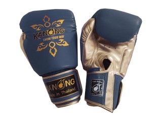 Gants de Boxe Thai Muay Thai de Kanong : "Thai Power" Marine-Or