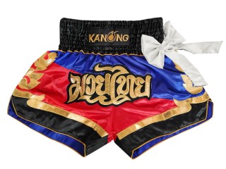 Kanong Ruban Short Boxe Thai Ribbon : KNS-130-Bleu-Rouge