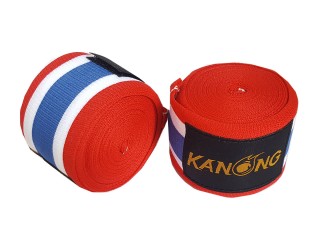 Bandage Boxe Thai Bande Muay Thai KANONG : Rouge/Blanc/Bleu
