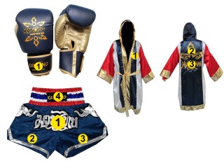 Ensemble de gants de boxe personnalisés, short de Muay Thaï et peignoirs de combat