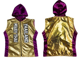 KANONG Sweats à capuche Muay Thai / Veste de Entrer : KNHOD-004-Or-Violet