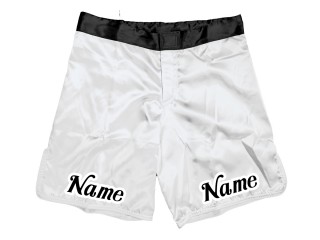 Short MMA personnalisé avec nom ou logo : Blanc