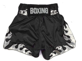 Shorts Boxe Anglaise Personnalisé : KNBSH-038-Noir-Argent