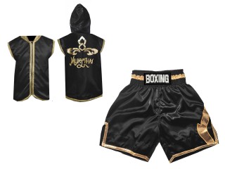 Sweats à capuche + Short Boxe Personnalisé : KNCUSET-008-Or noir