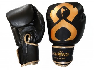Gant de Boxe en cuir de Kanong "Thai Kick" : Noir/Or