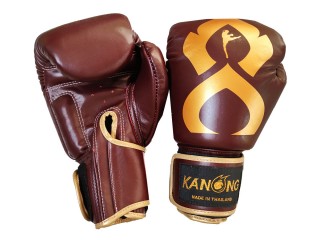Gant de Boxe en cuir de Kanong "Thai Kick" : Bordeaux/Or