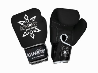 Gants de Boxe en cuir  Kanong : ThaiPower Noir/Argent