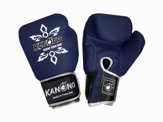 Gants de Boxe en cuir  Kanong : ThaiPower Marine/Argent