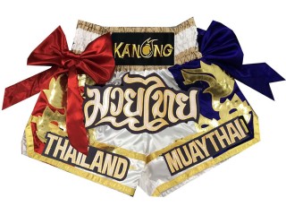 Kanong Short Boxe Thai Enfant : KNS-128-Blanc