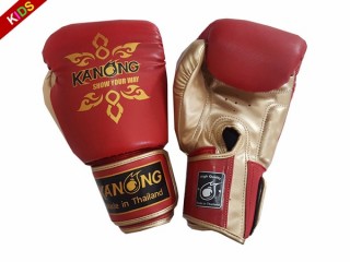 Gants de boxe enfant Kanong : "Thai Power" Rouge/Or