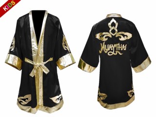 Kanong Enfants Peignoir de Boxe : Noir Lai Thai