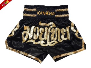 Kanong Short Boxe Thai Enfant : KNS-121-Noir-K