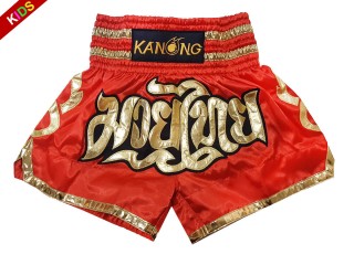 Kanong Short Boxe Thai Enfant : KNS-121-Rouge-K