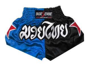 Boxsense Short Boxe Thai : BXS-089-Bleu-Noir