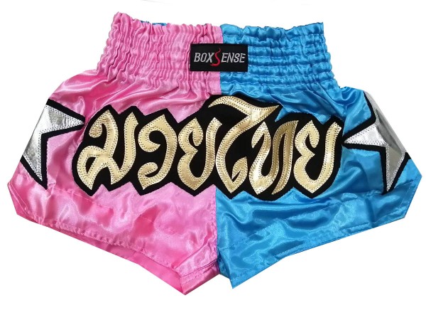 Short Boxe Thai Enfant Boxsense : BXSKID-006 Rose-Bleu ciel