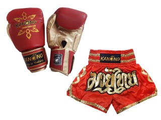 Gants Muay Thai et Short Muay Thai Personnalisé assortis: Modèle 121 Rouge
