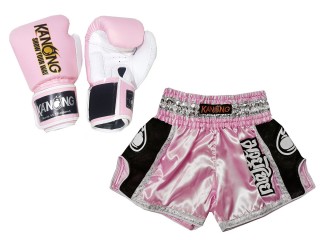 Gants Muay Thai et Short Muay Thai Personnalisé assortis: Modèle 208 Rose