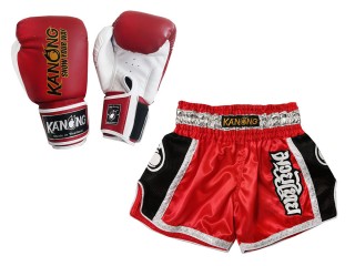 Gants Muay Thai et Short Muay Thai Personnalisé assortis: Modèle 208 Rouge