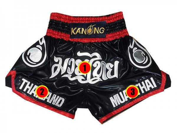 SIAMKICK Short Muay Thai personnalisé pour hommes et femmes, nom  personnalisé Boxe Kickboxing personnalisé Premium Retro Fight Trunks, As  noir, Moyen : : Mode