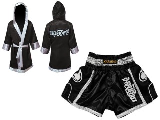 Kanong Peignoir de Boxe + Short Muay Thai Personnalisé : 208 Noir