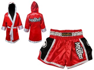 Kanong Peignoir de Boxe + Short Muay Thai Personnalisé : 208 Rouge