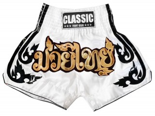 Classic Short Boxe Thai femme : CLS-016-Blanc-W