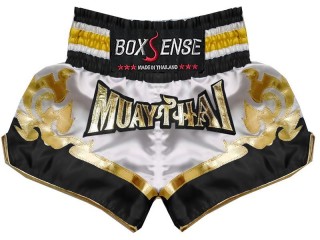 Boxsense Short Boxe Thai : BXS-099-Blanc-Noir