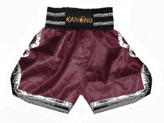 Shorts Boxe Anglaise Kanong : KNBSH-201-Bordeaux-Argent