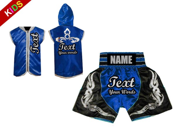 Sweats à capuche Enfants + Short Boxe Enfants Personnalisé : Bleu