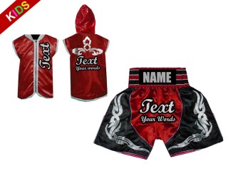 Sweats à capuche Enfants + Short Boxe Enfants Personnalisé : Rouge