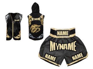 Sweats à capuche + Short Boxe Personnalisé : Noir