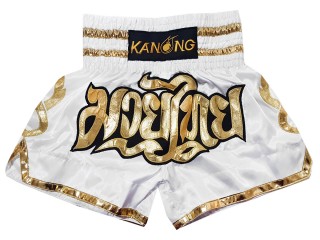 Kanong Short Boxe Thai Enfant : KNS-121-Blanc-K