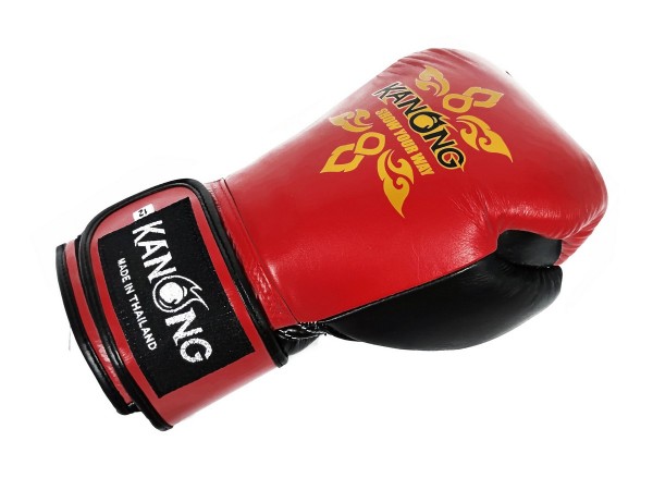 Gants Boxe cuir - Gant de Boxe en cuir de Kanong : Rouge/Noir