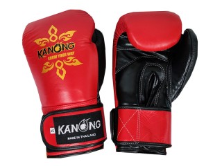 Gant de Boxe Rouge en cuir de Kanong : Rouge/Noir