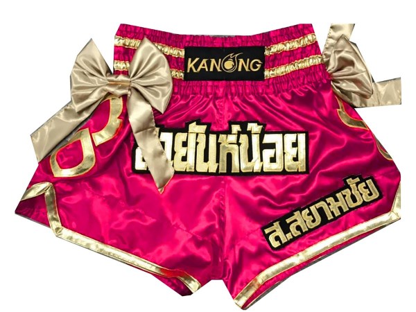 Short De Muay Thaï Pour Femme Thaismai - Rose Avec Broderie