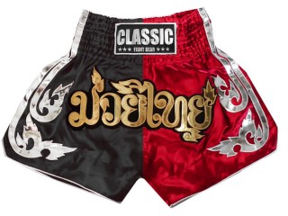 Classic Short de Boxe Muay Thai : CLS-015-Noir-Rouge