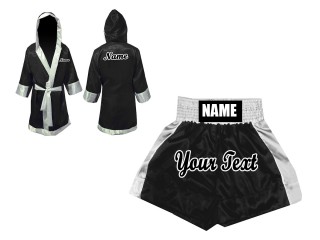 Peignoir de Boxe + Short Boxe Personnalisé : Noir