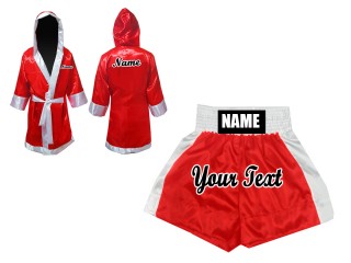 Peignoir de Boxe + Short Boxe Personnalisé : Rouge