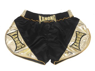 Short Muay Thai Femme Kanong : KNSRTO-201-Noir-Or