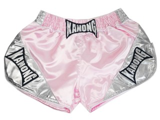 Short Muay Thai Femme Kanong : KNSRTO-201-rose-argent